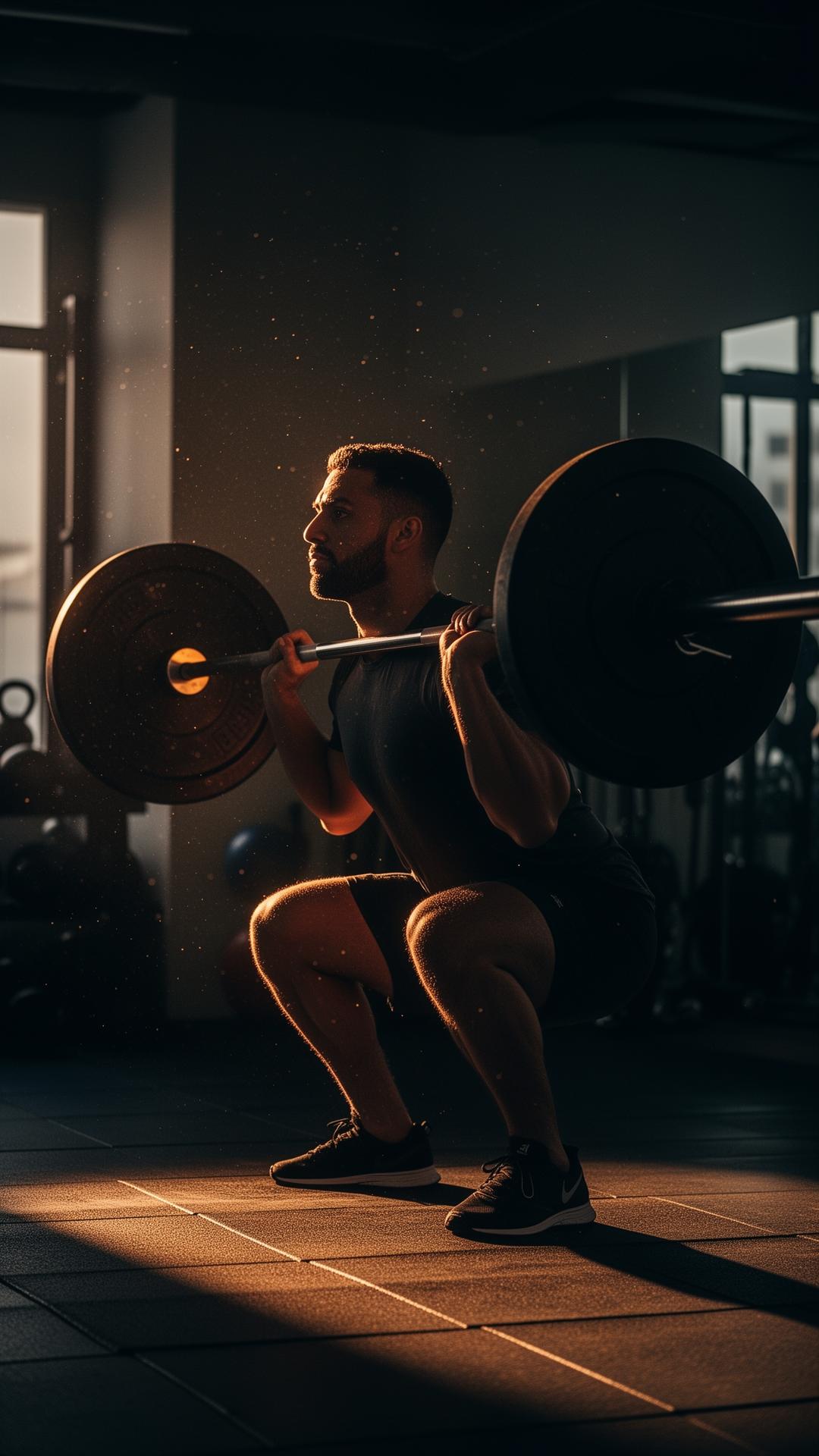Athlete performing a back squat in a Tel Aviv training studio